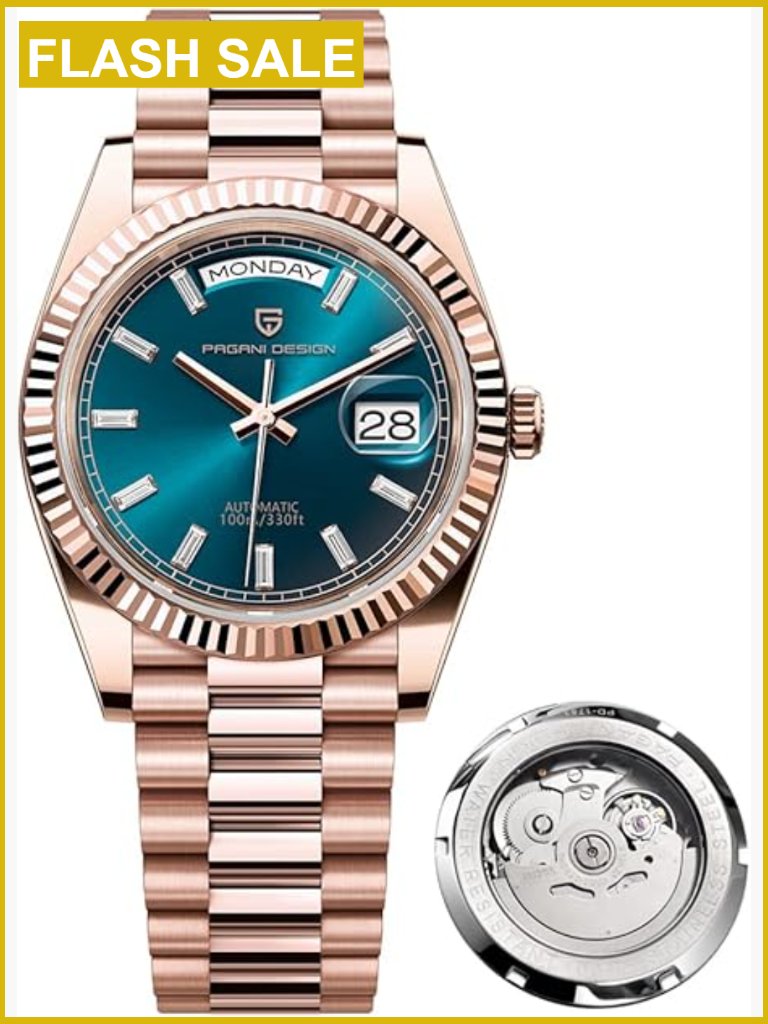 Men's Automatic Watch With Sapphire Crystal, 100m Water Resistant, Stainless